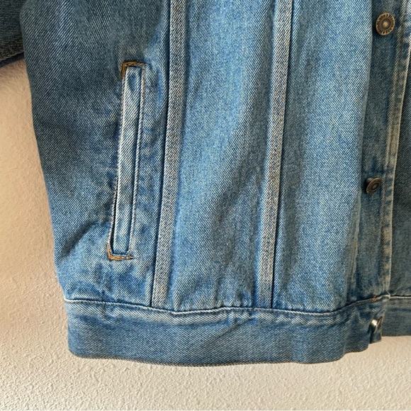 VTG WoodLake Men’s Chore Trucker Jacket XL Leather Denim Rodeo Cowboy Barn Work - Picture 5 of 16